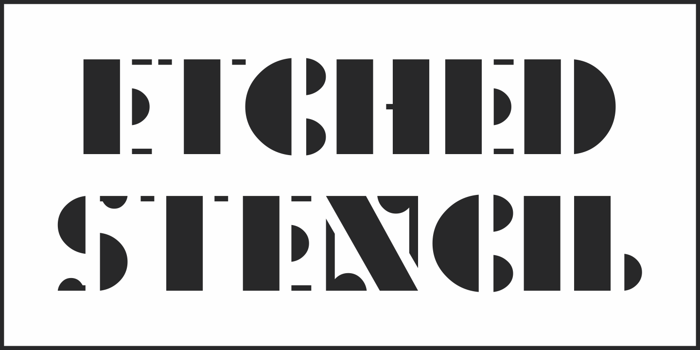 Пример шрифта Etched Stencil JNL Regular